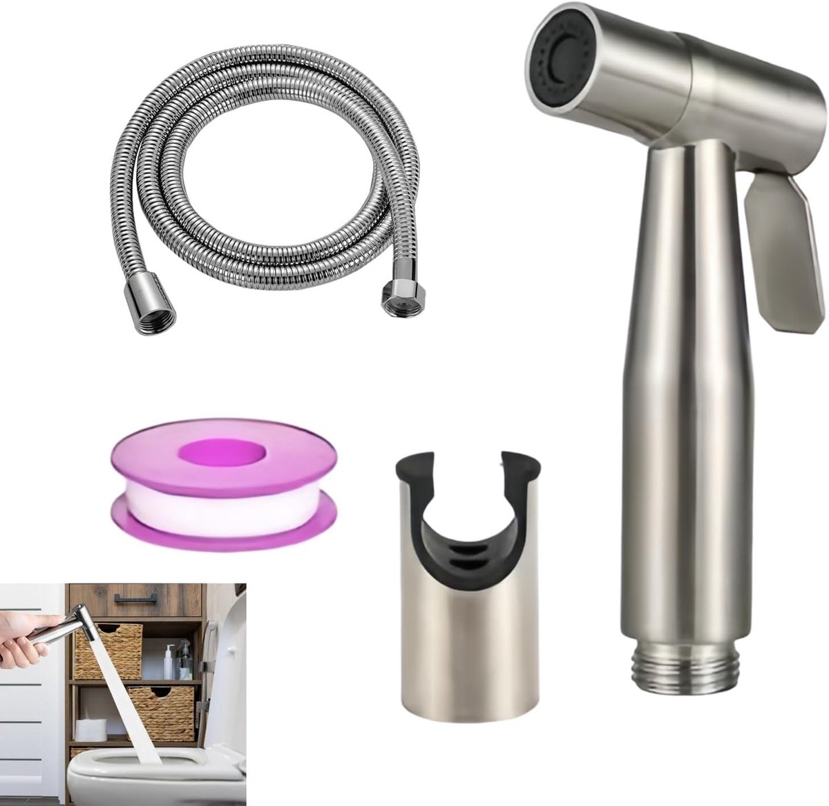 Roestvrijstalen handheld bidetsproeier met sproeislang voor toilet, persoonlijke hygiëne en huisdier verzorging