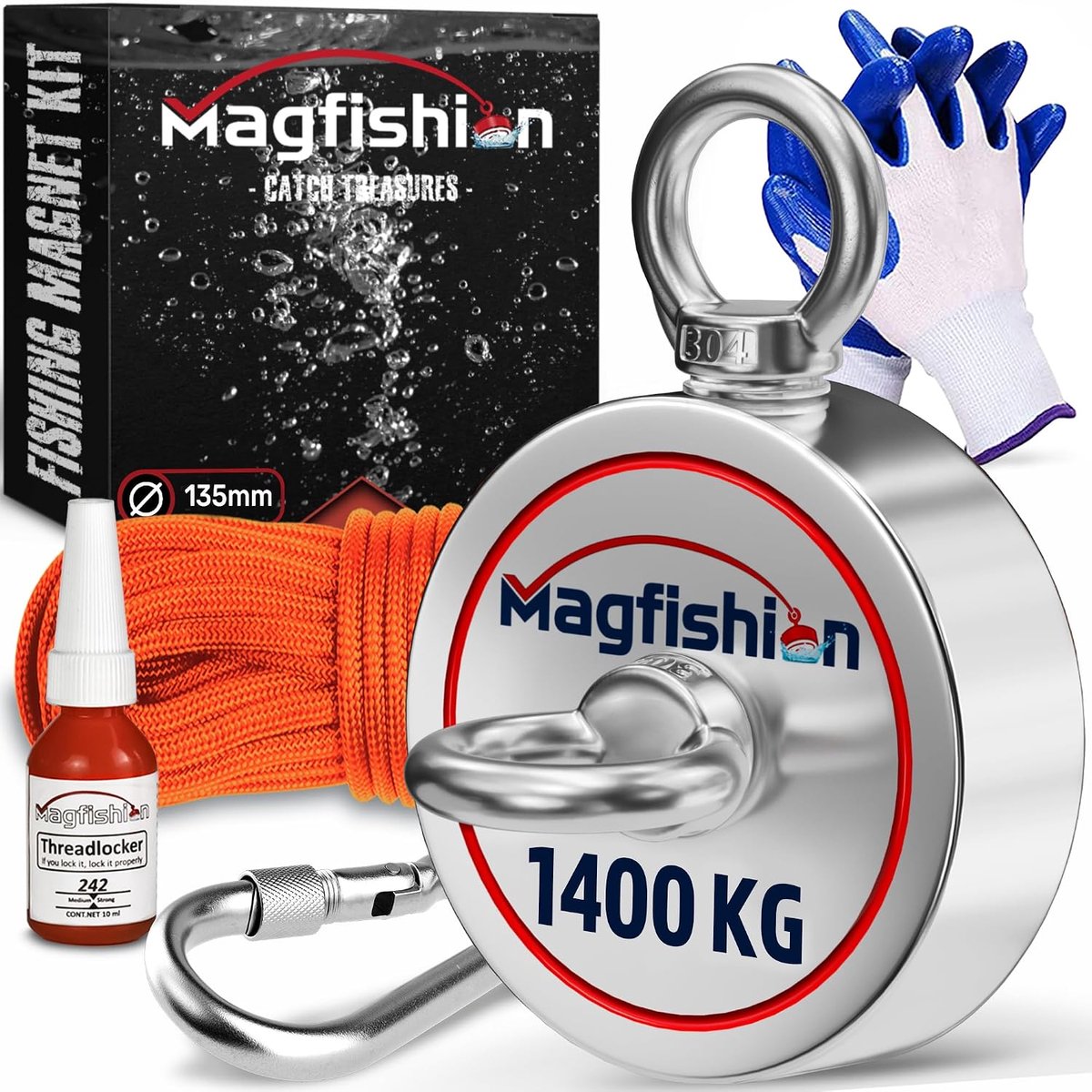 MAGFISHION Magnetic Fishing Set 1400 kg - Fish magnet Ø135mm - Magnet Fishing - ShopVlot