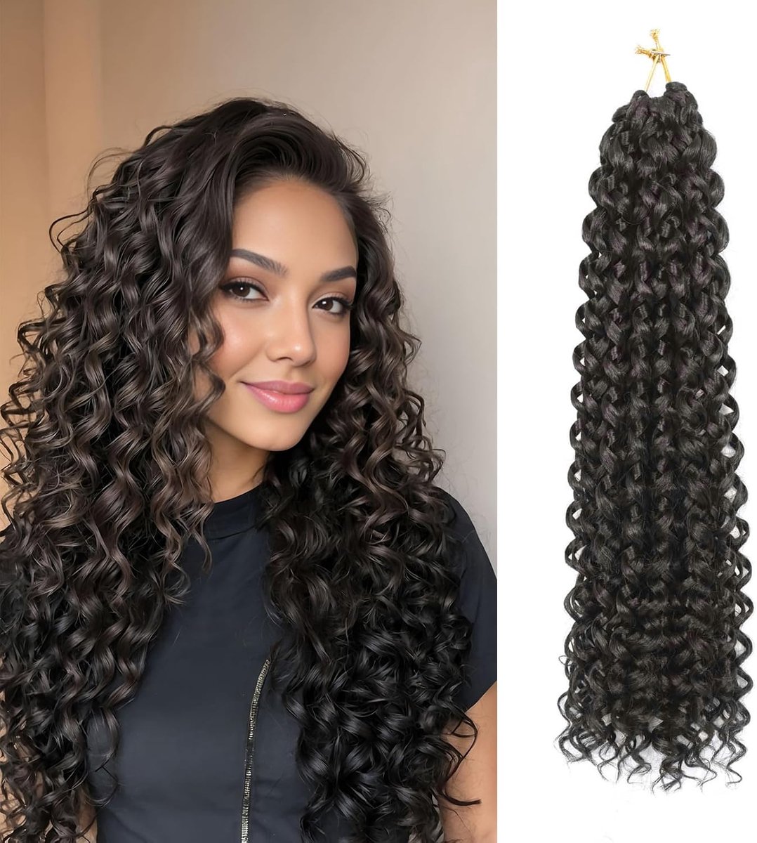 Gogo Curl Crochet Hair 18 Inch 8 Packs Pre Looped Water Wave Beach Curl Ocean Wave Crochet Braiding Hair, Bohemian - ShopVlot