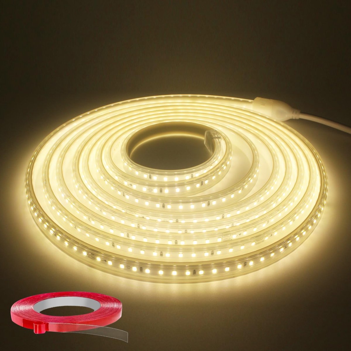 LED Strip 5 m High Bright LED Strip 220V 230V Direct Connection Waterproof IP65 LED Strip with Switch 4000K LED Light - ShopVlot