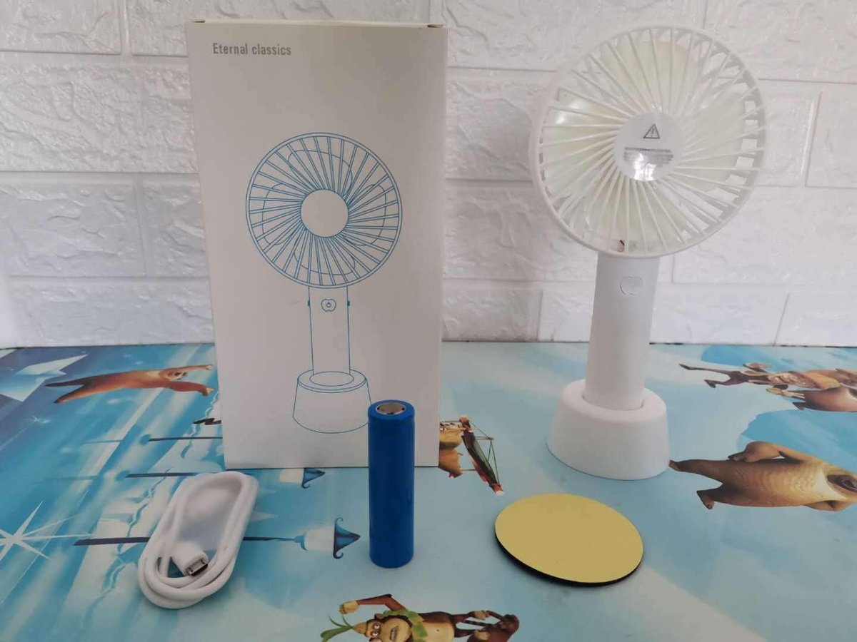 Mini Portable Rechargeable Office Handheld Fan Creative Small Portable USB Fan Battery Capacity: 1200mAh White - ShopVlot