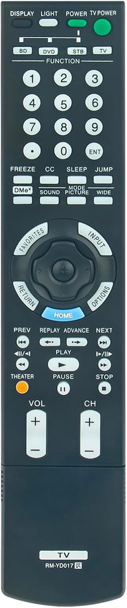AULCMEET RM-YD017 Vervangende afstandsbediening Compatibel met Sony 4K OLED LCD HDTV KDL40XBR5 KDL-40XBR5 KDL46W3000 - ShopVlot