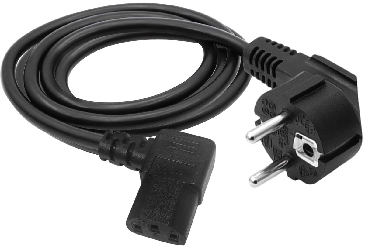 Koudapparaatkabel 90 graden - zwart - 3 x 1,0 mm² - flexibele stroomvoorziening voor pc en printer - ShopVlot