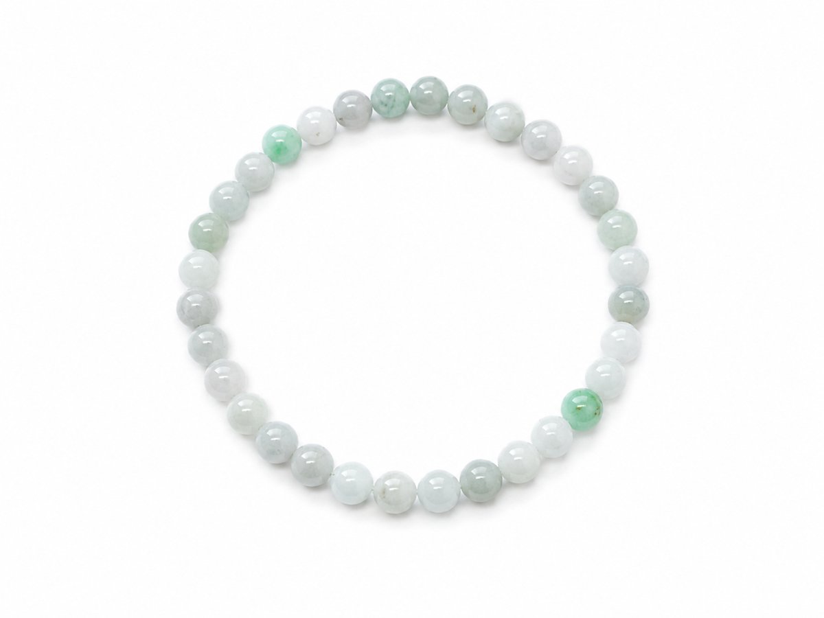 Burma Jade Armband – 6 mm Kralen – Diameter 17 cm – Elastische Edelsteenarmband- Armband - Edelsteen armband – Licht groen edelsteen armband – Jade
