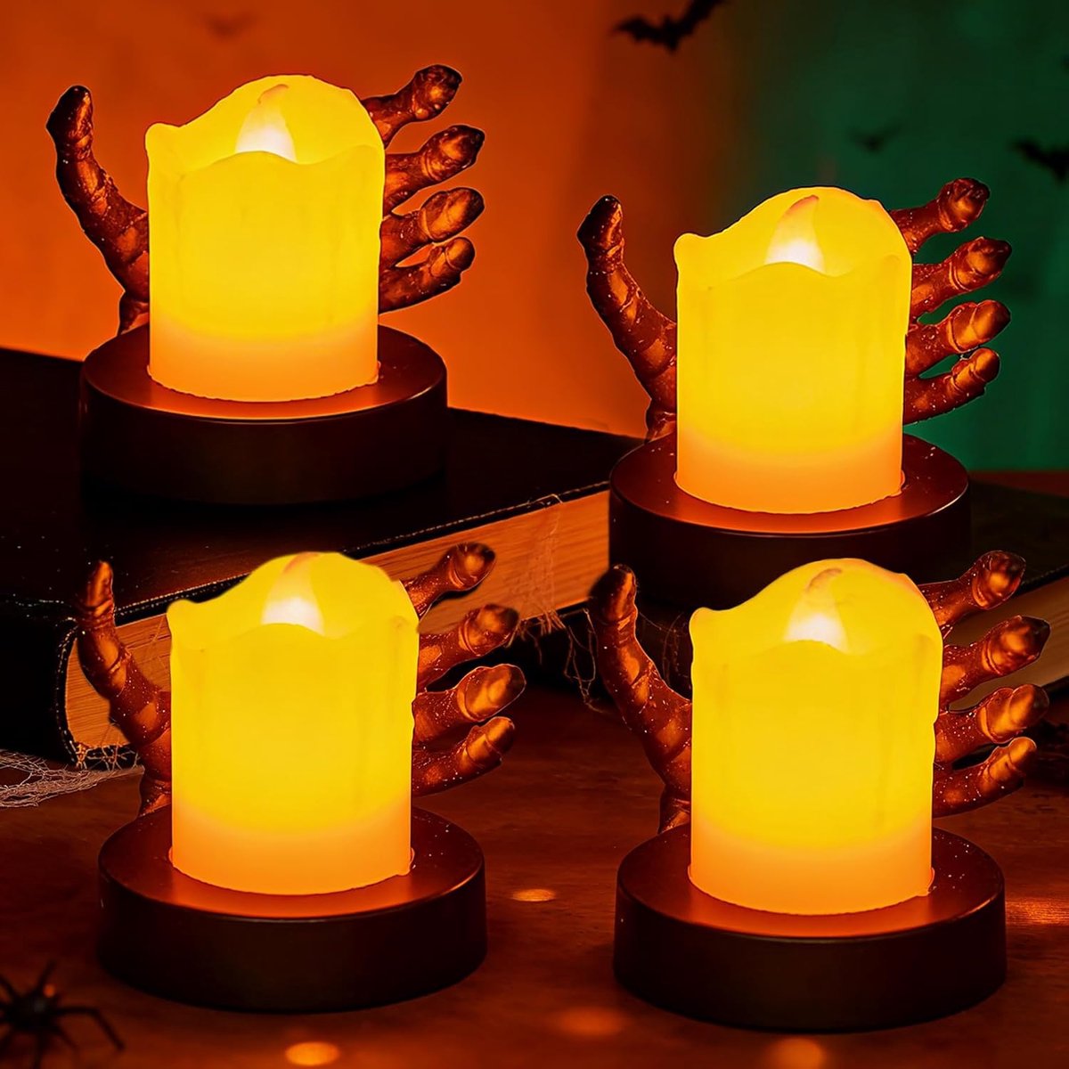 Flameless LED kaarsen 4-pack - Halloween handvorm - Creepy en vrolijke sfeer - Perfect voor feestdecoratie - ShopVlot
