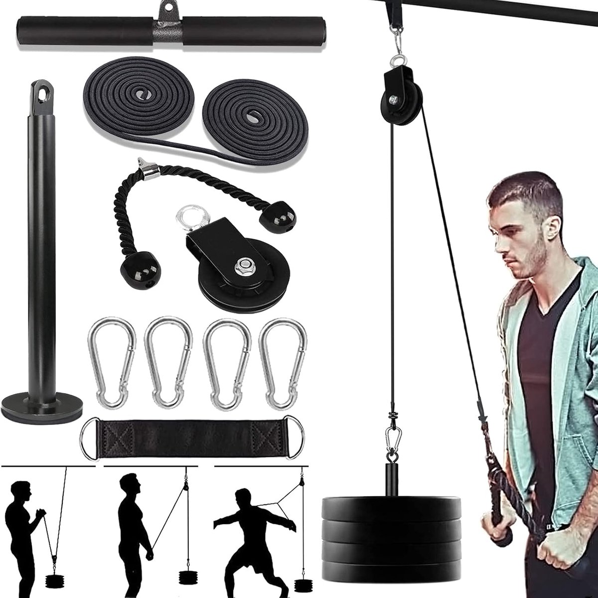 Weight kabelpulley systeem - 2,5m nylon - professionele gymuitrusting - ideaal voor triceps en biceps - ShopVlot
