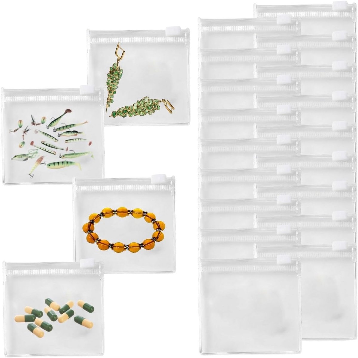 PVC zip zakken 8 x 8 cm - hersluitbare mini zakken - transparant met kijkvenster - ShopVlot