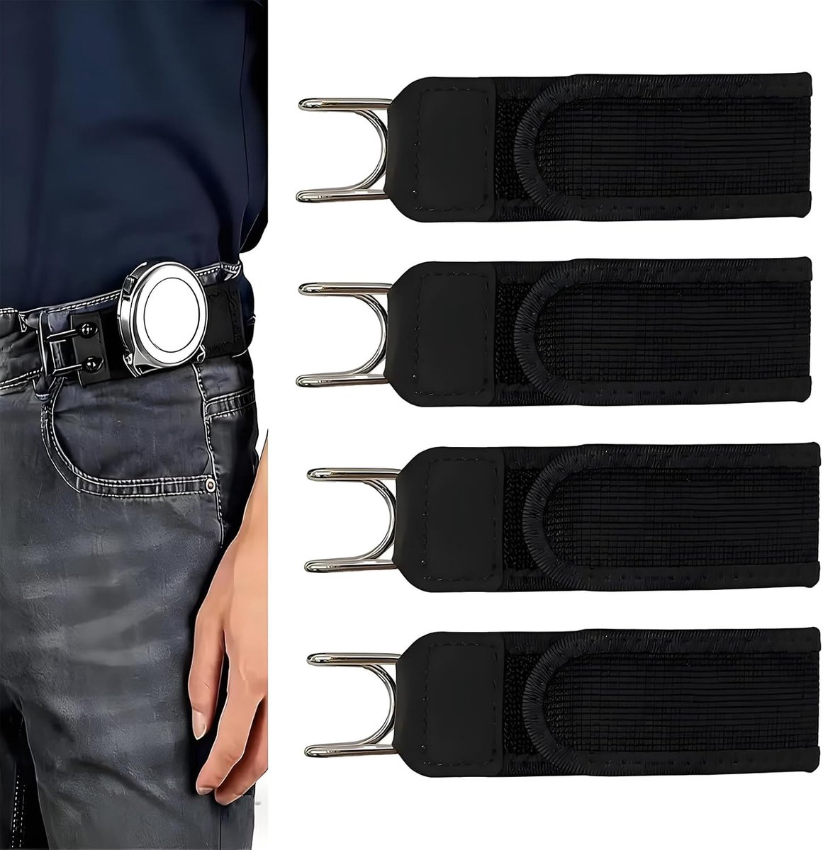 Elastische riem zonder gesp - verstelbaar met klittenbandsluiting - comfortabel en eenvoudig te bedienen - ShopVlot