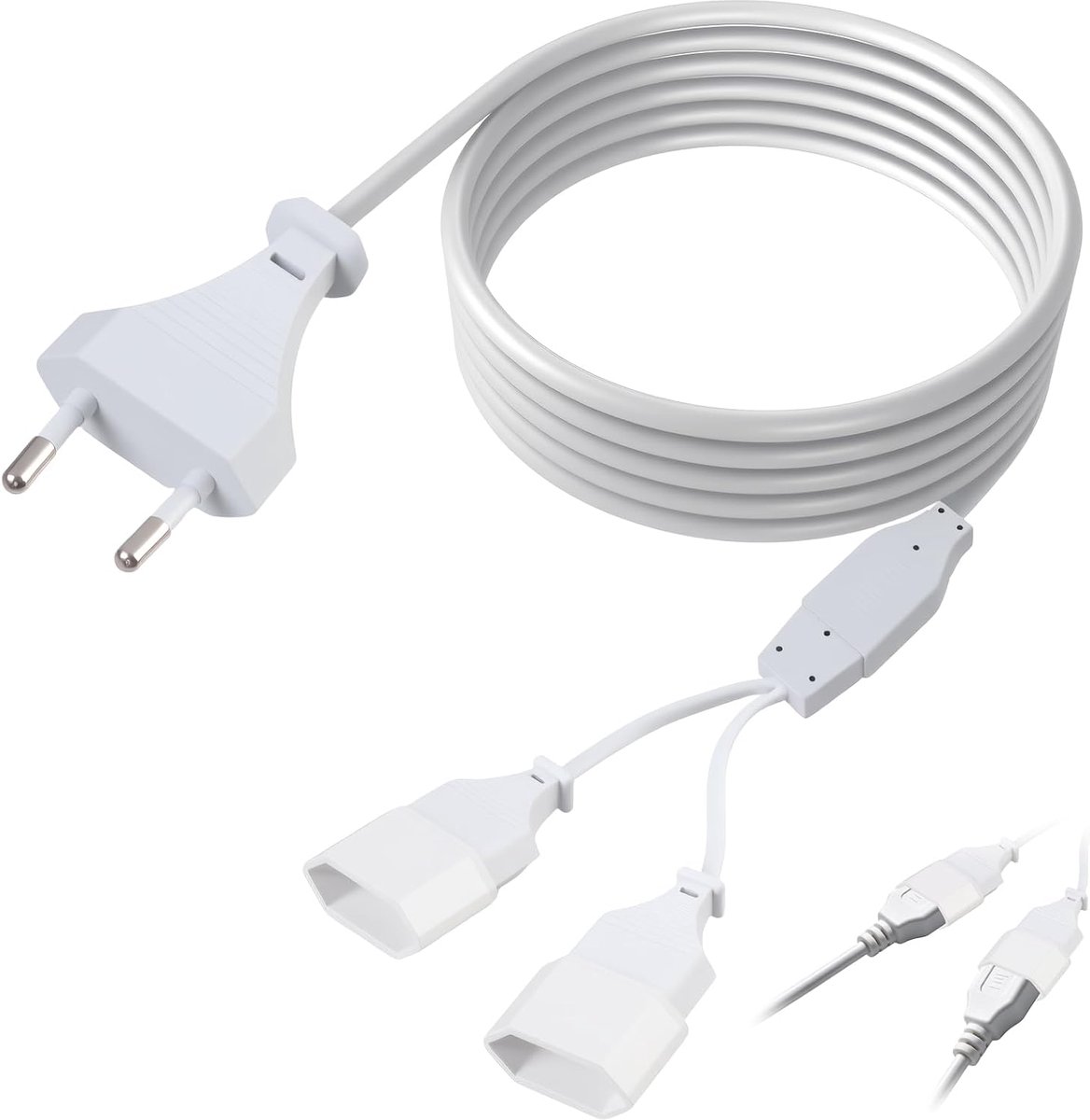 Verlengkabel 2 m - 2-in-1 eurostekker - dubbele type C-aansluiting - ideaal voor tv en pc - ShopVlot