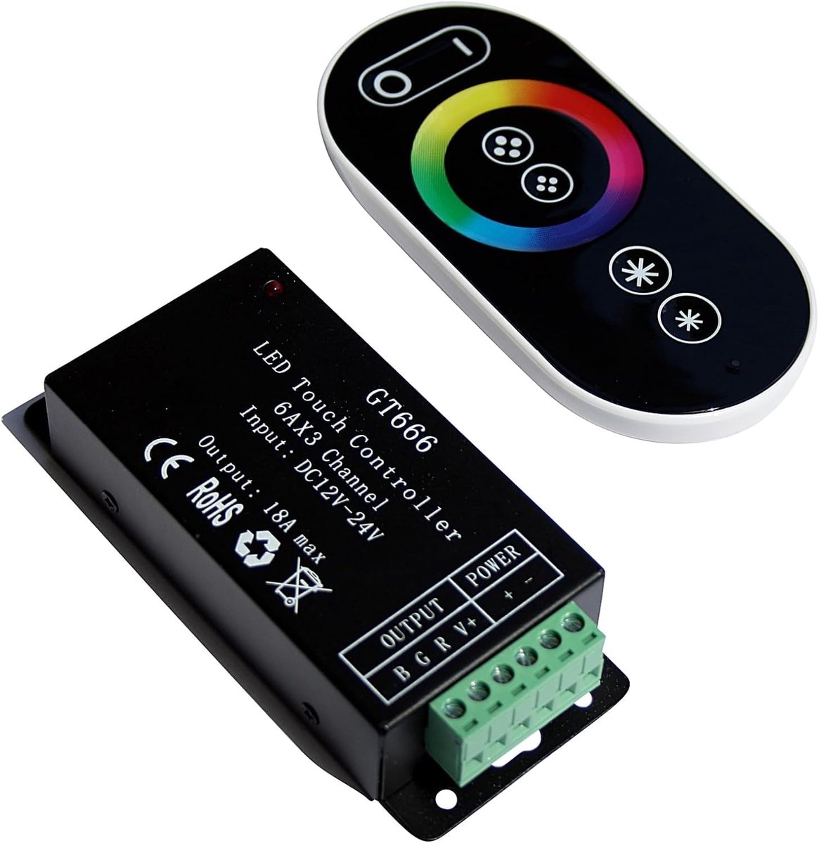 RGB LED controller - 12V/24V draadloos - afstandsbediening met aanraakbediening - veelzijdige kleurinstellingen - ShopVlot