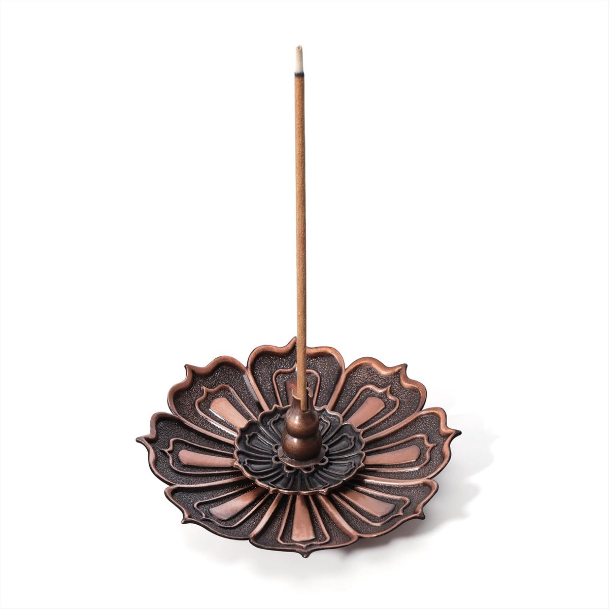 Wierookstokjeshouder met lotusdesign - metalen ascatcher - duurzame zinklegering - voor meditatie en yoga - ShopVlot