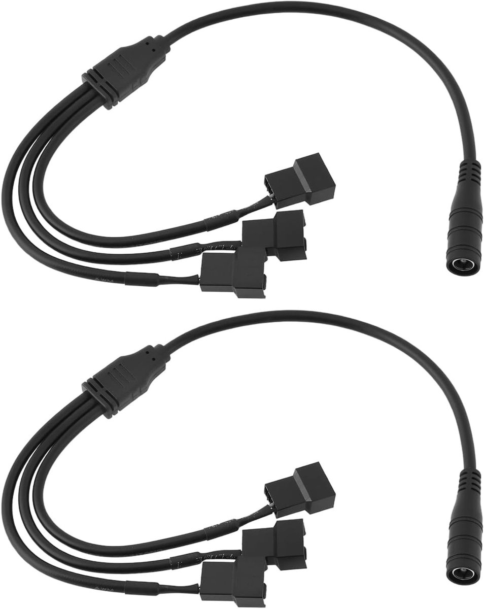 PC Fan Power Adapter Kabel 37 cm - DC 5.5x2.1mm - 3-Pin & 4-Pin ondersteuning - Flexibele aansluiting - ShopVlot