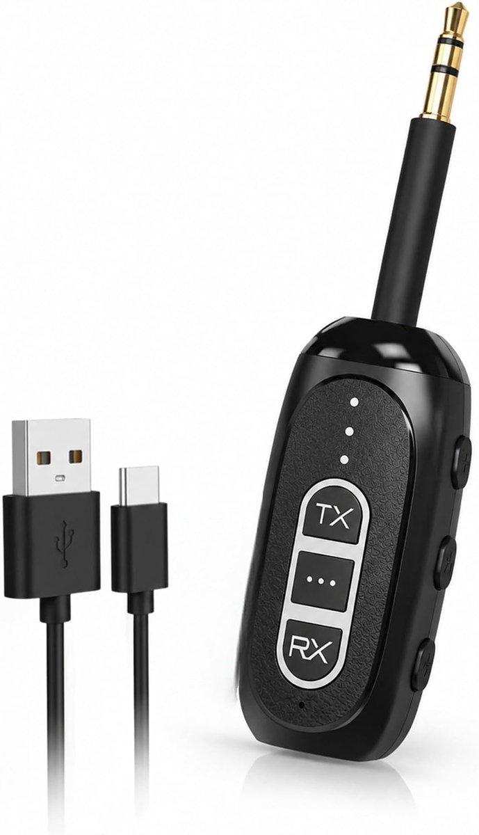 Bluetooth adapter audio 5.4 - 2 in 1 zender/ontvanger - jack 3,5 mm AUX - lage latency voor draadloos geluid - ShopVlot