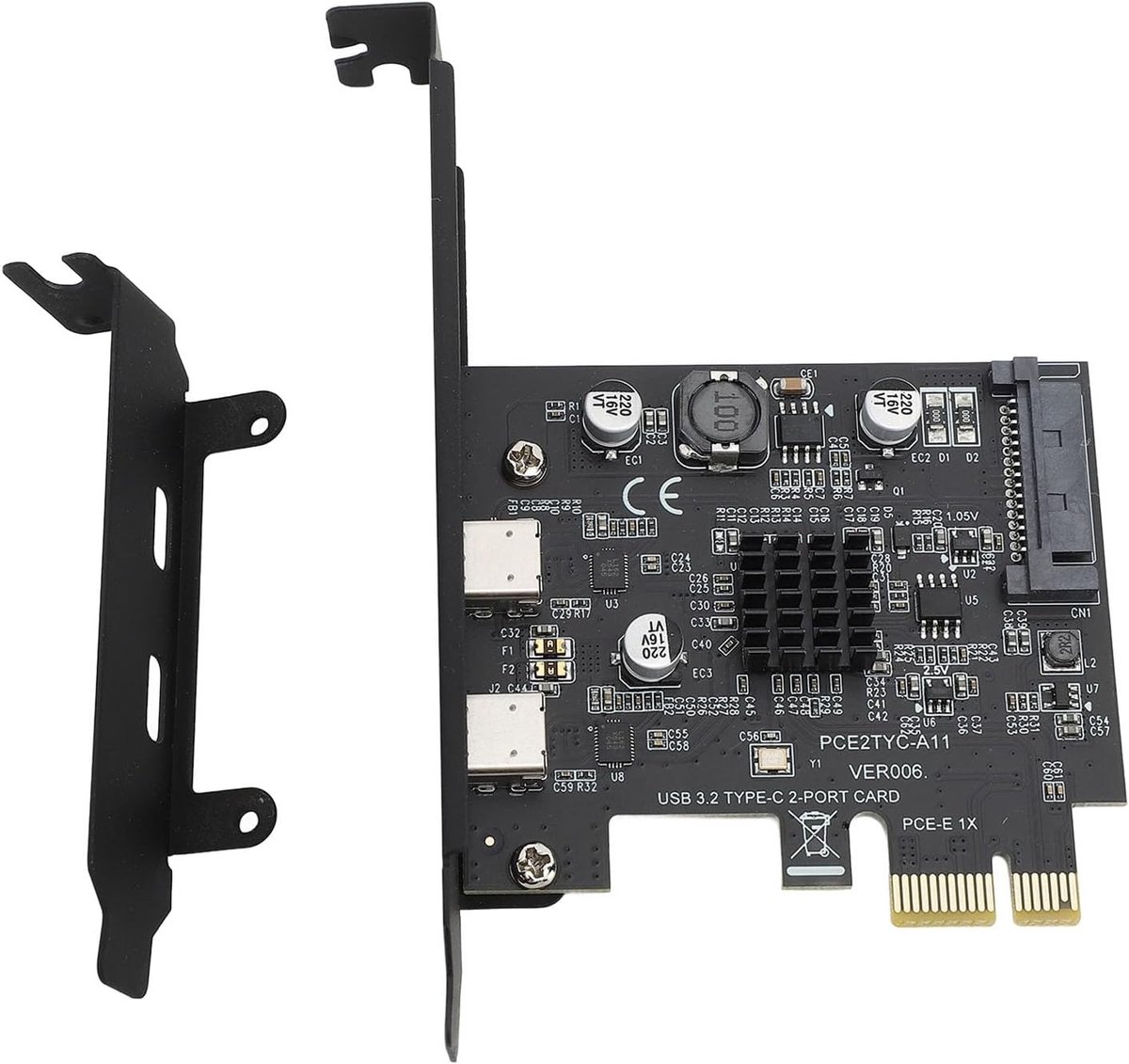 PCI-E USB 3.2 Gen 2 Kaart - 2 Type C Poorten - 10Gbps Snelheid - Ideaal voor Desktop PC - ShopVlot