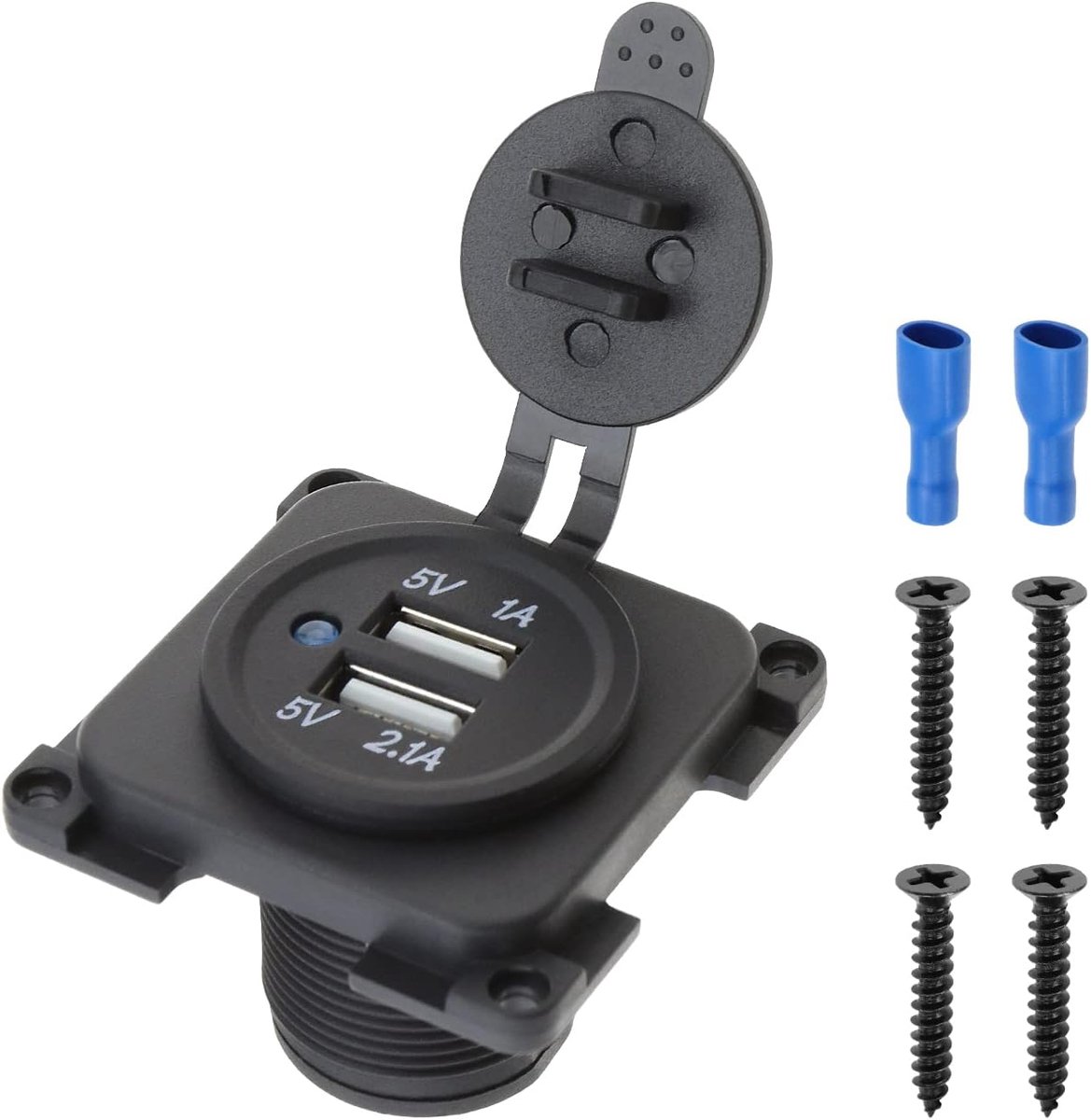 Dual USB lader - 12V aansluiting - 5V 1A/2.1A snel opladen - ideaal voor onderweg - ShopVlot