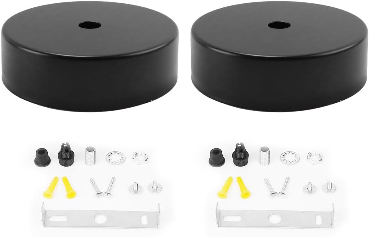 Plafondlade set van 2 - zwarte metalen plafondkap - voor grotere lampen - sfeer in uw kamer - ShopVlot