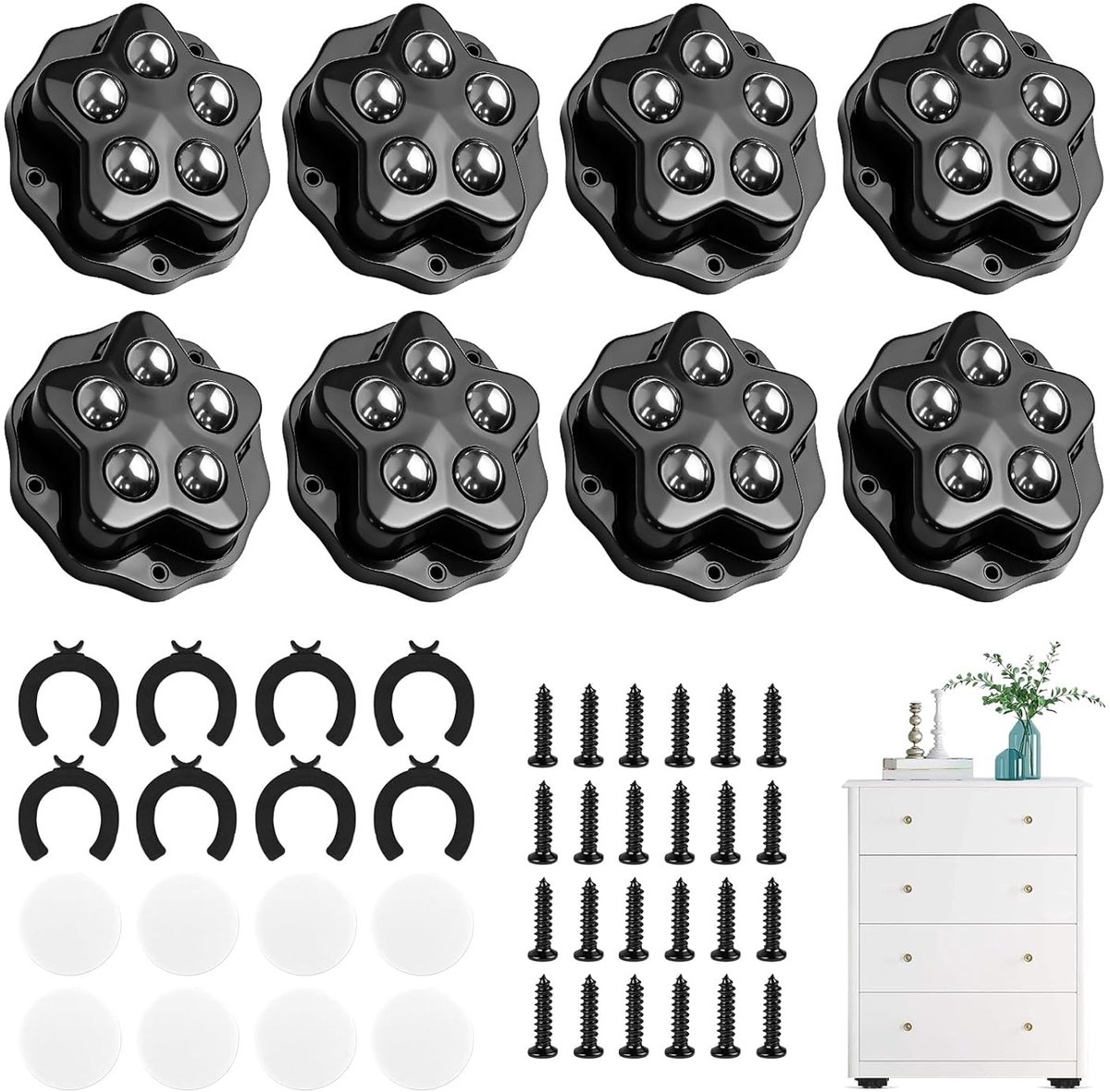 Kogelrollen 8 Stuks - Heavy Duty - Zelfklevend - Voor eenvoudig verplaatsen van meubels - ShopVlot