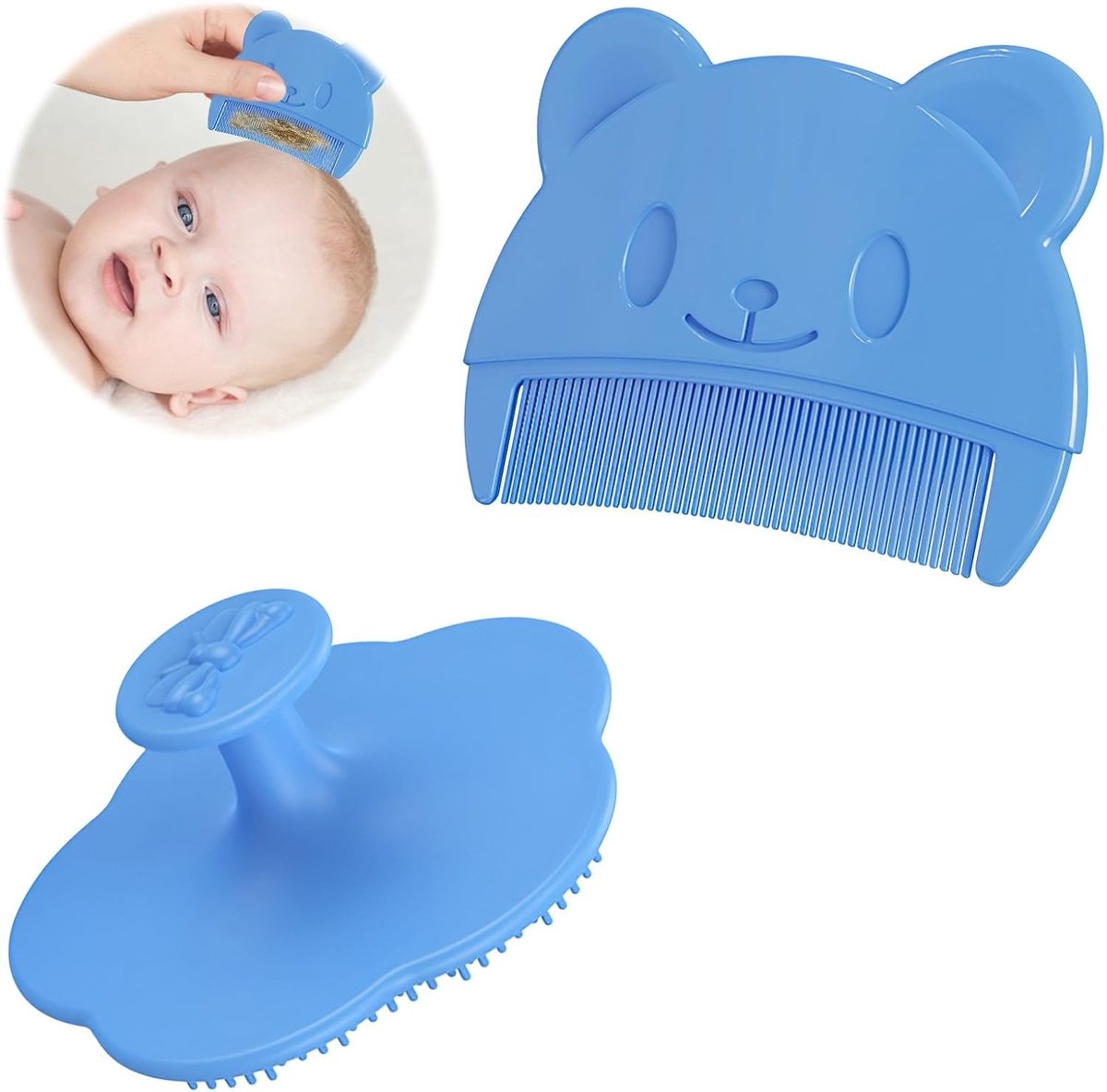 baby badborstel 2 stuks - zachte silicone - perfect voor babyhoofdhuid - ontspannende massage - ShopVlot