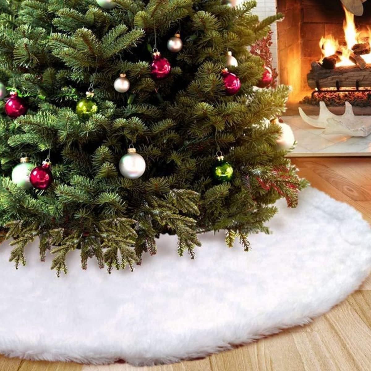 Kerstboomdeken Ø 60 cm - Witte kerstboomrok - Traditioneel design - Perfecte decoratie voor thuis - ShopVlot