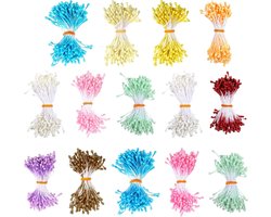 Bloemmeeldraden 2100 stuks - 14 kleuren dubbele hoofden - Kunstmatige parel bloemen pistil - Ideaal voor doe-het-zelf - ShopVlot