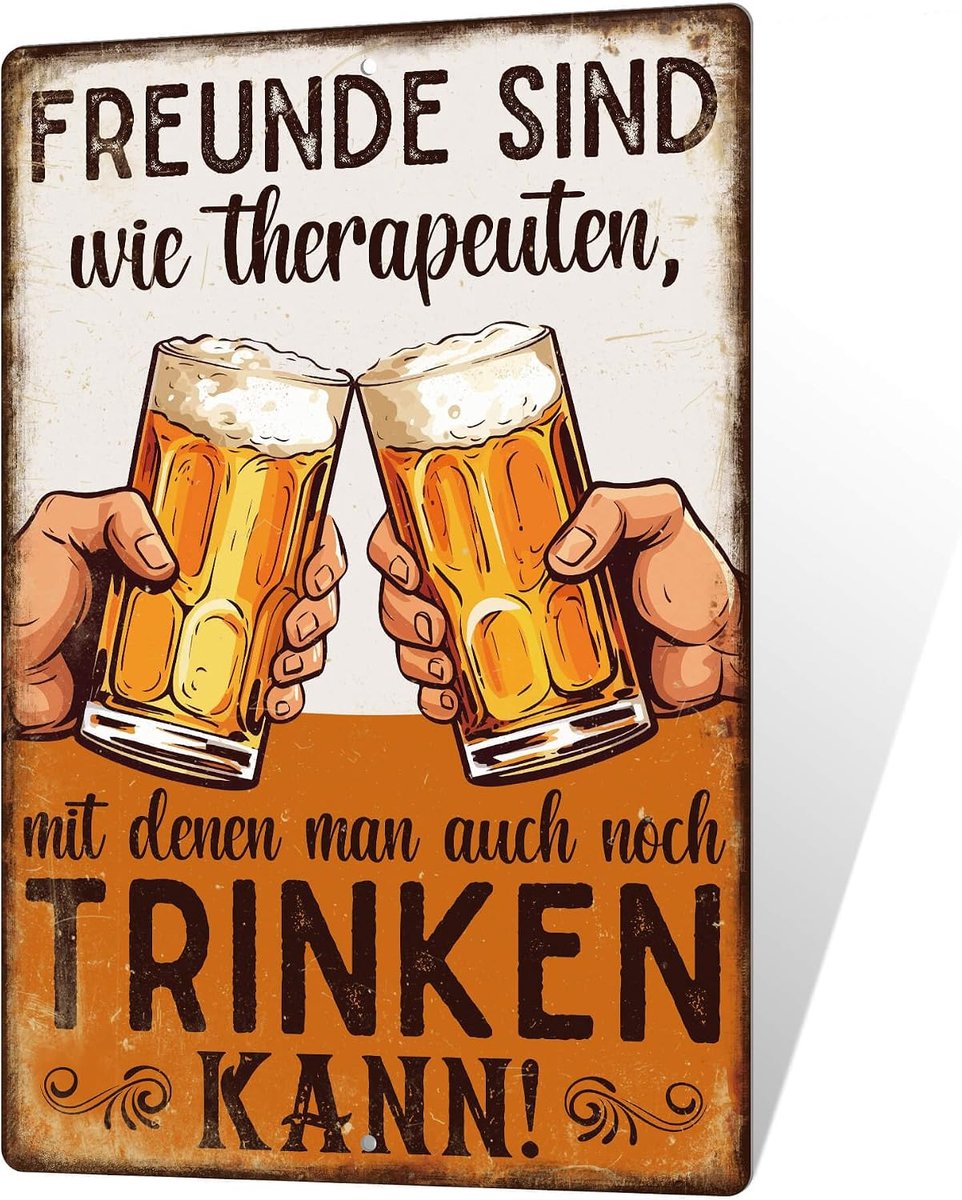 Putuo Decor Metal sign – Friends sind wie therapists – vintage wall decoration for beer lovers and bars - ShopVlot