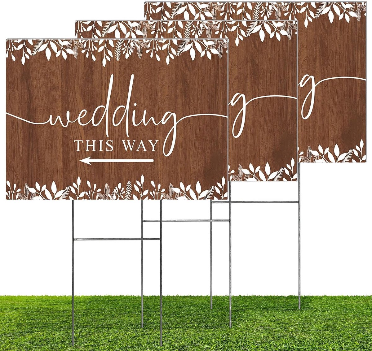 3 stuks 43 x 30 cm grote wegaanwijzingen voor bruiloften, dubbelzijdig bedrukt met grondpennen voor ceremonie - ShopVlot