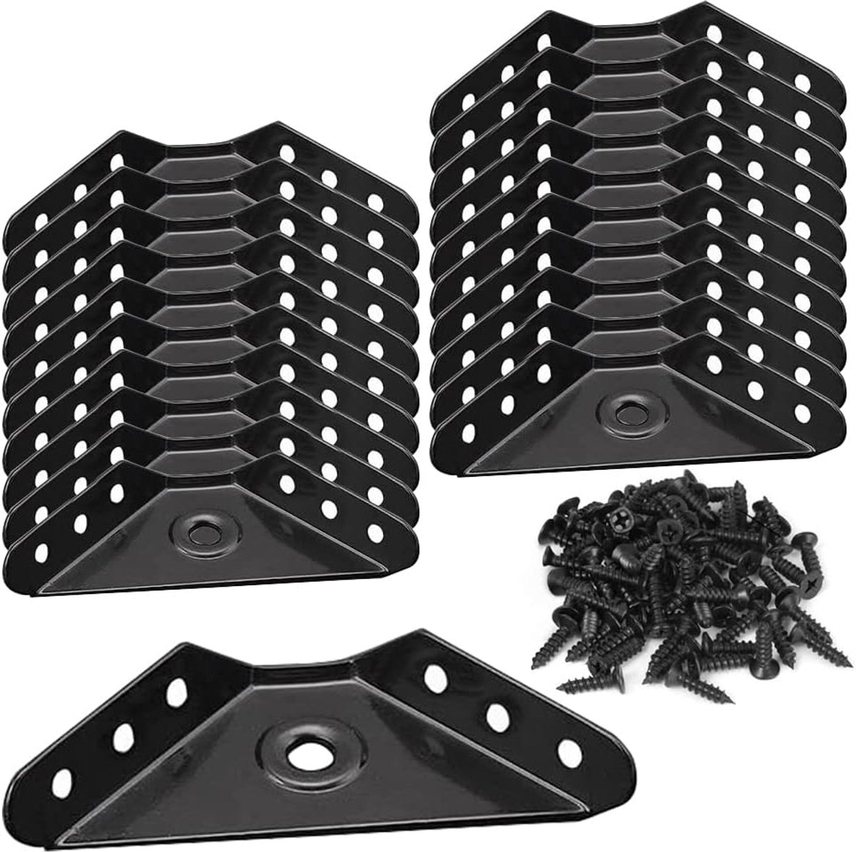 Set of 20 Corner Brackets, Corner Connectors, Connection Support for Desk Bed Edge, Corner Bracket with Screws - ShopVlot