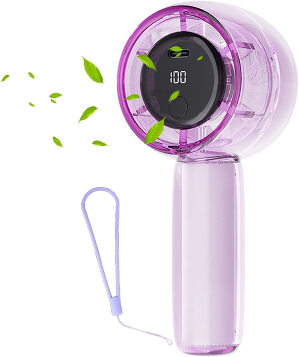 Portable Hand Fan with LED Lighting, Adjustable Speed (1-100), Ultra-Fast Turbo Fan with Visual Display, Hand Fan - ShopVlot