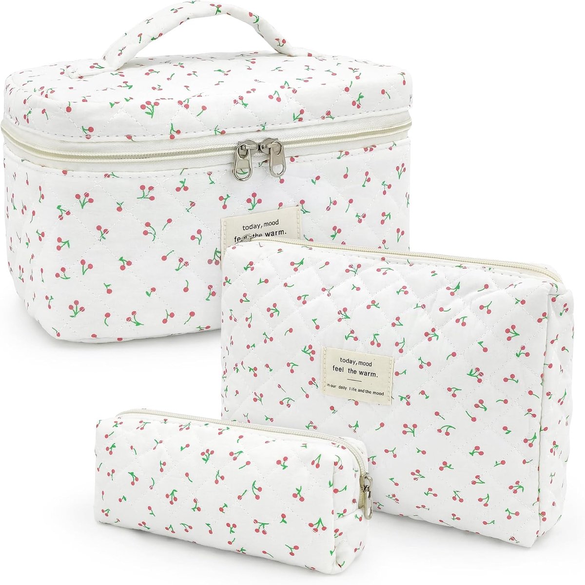 Beifon Set of 3 Women's Flower Pattern Toiletry Bags Makeup Bag Portable Makeup Bag Wash Bag Large for Women Girls - ShopVlot