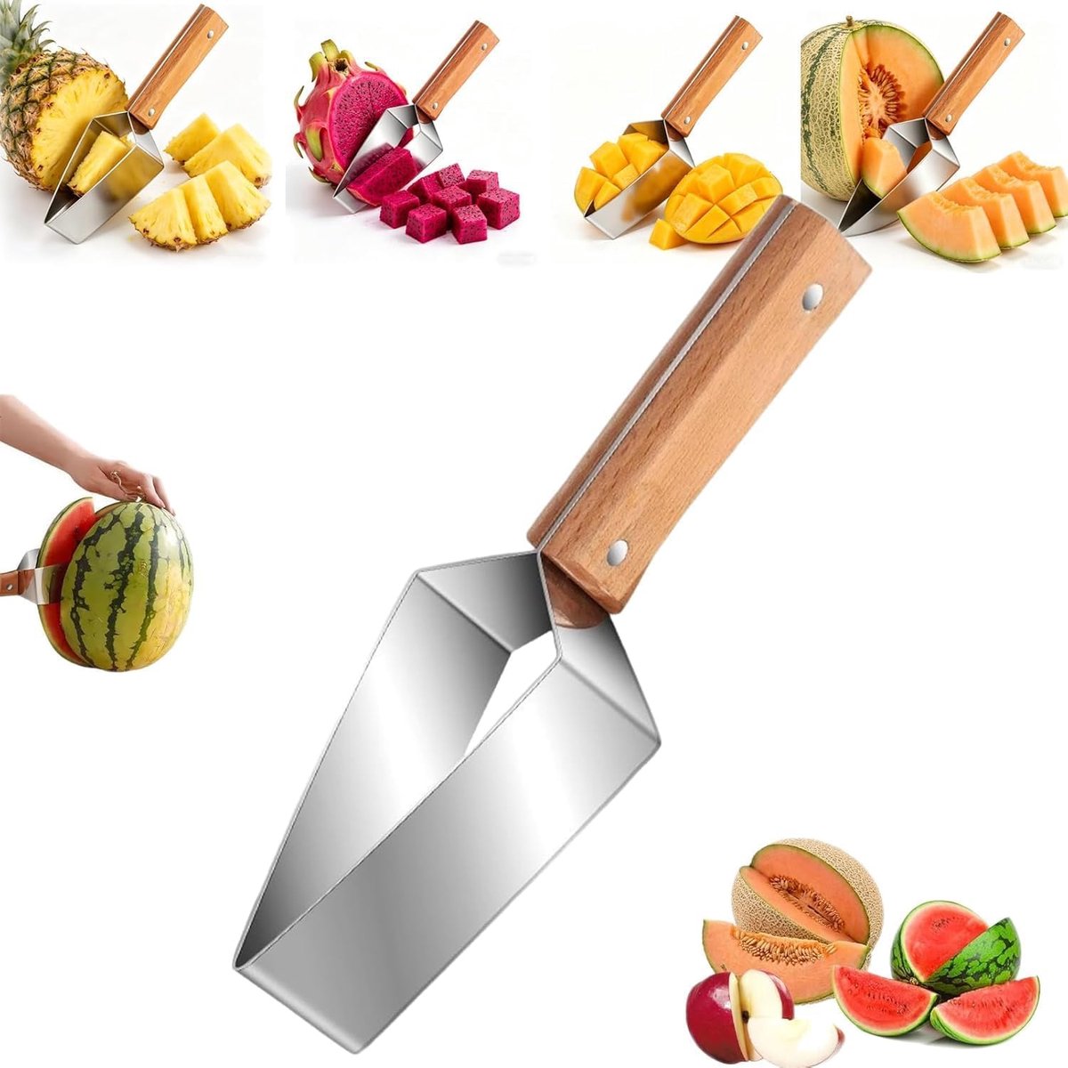 Watermeloensnijder van roestvrij staal, handmatige fruitsnijder, multifunctioneel, snel snijden van zomervruchten - ShopVlot