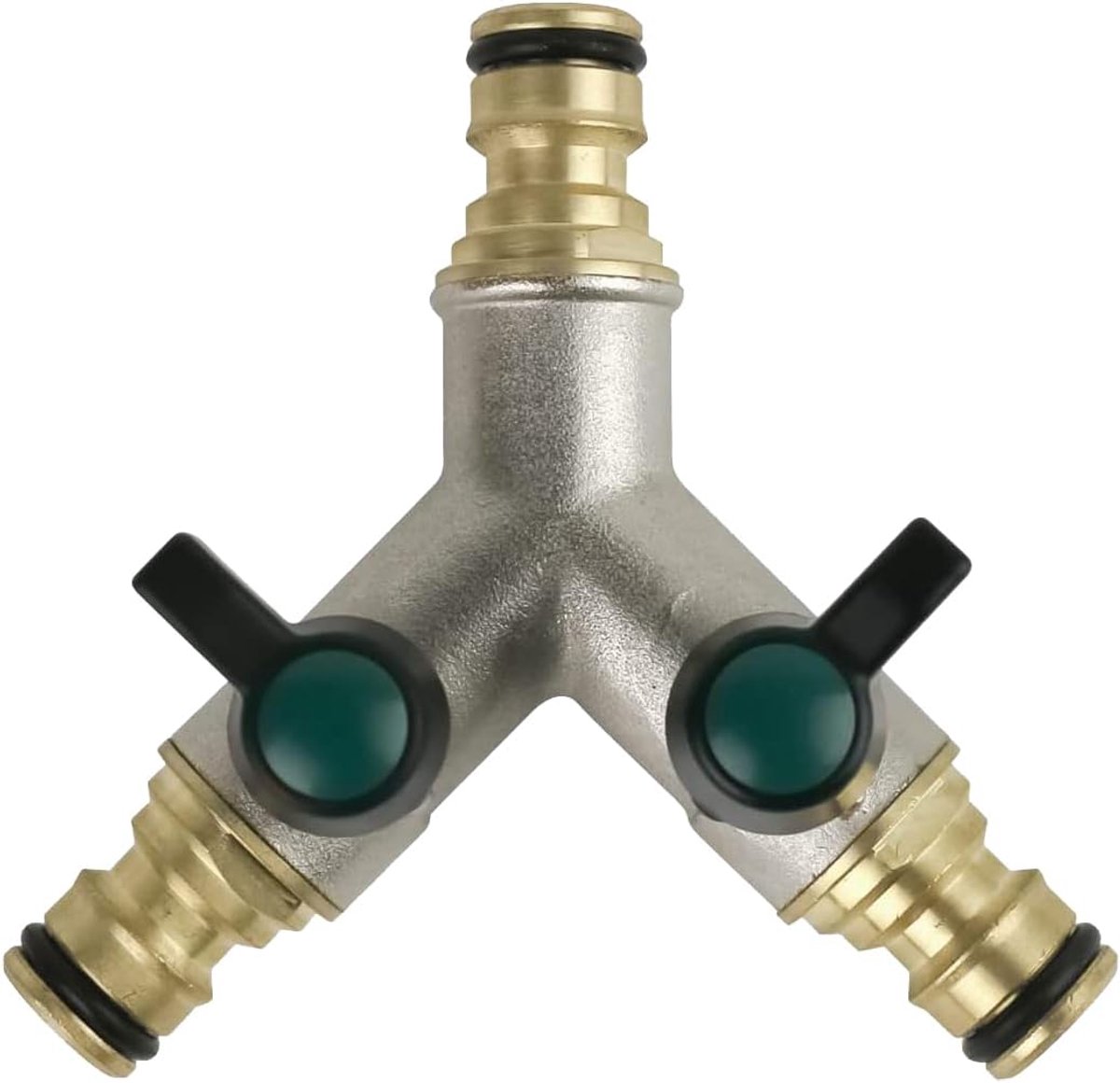 Tesmotor 2-way distributor with shut-off valve, hose distributor, plastic hose splitter with 3 x 1/2 inch connections - ShopVlot