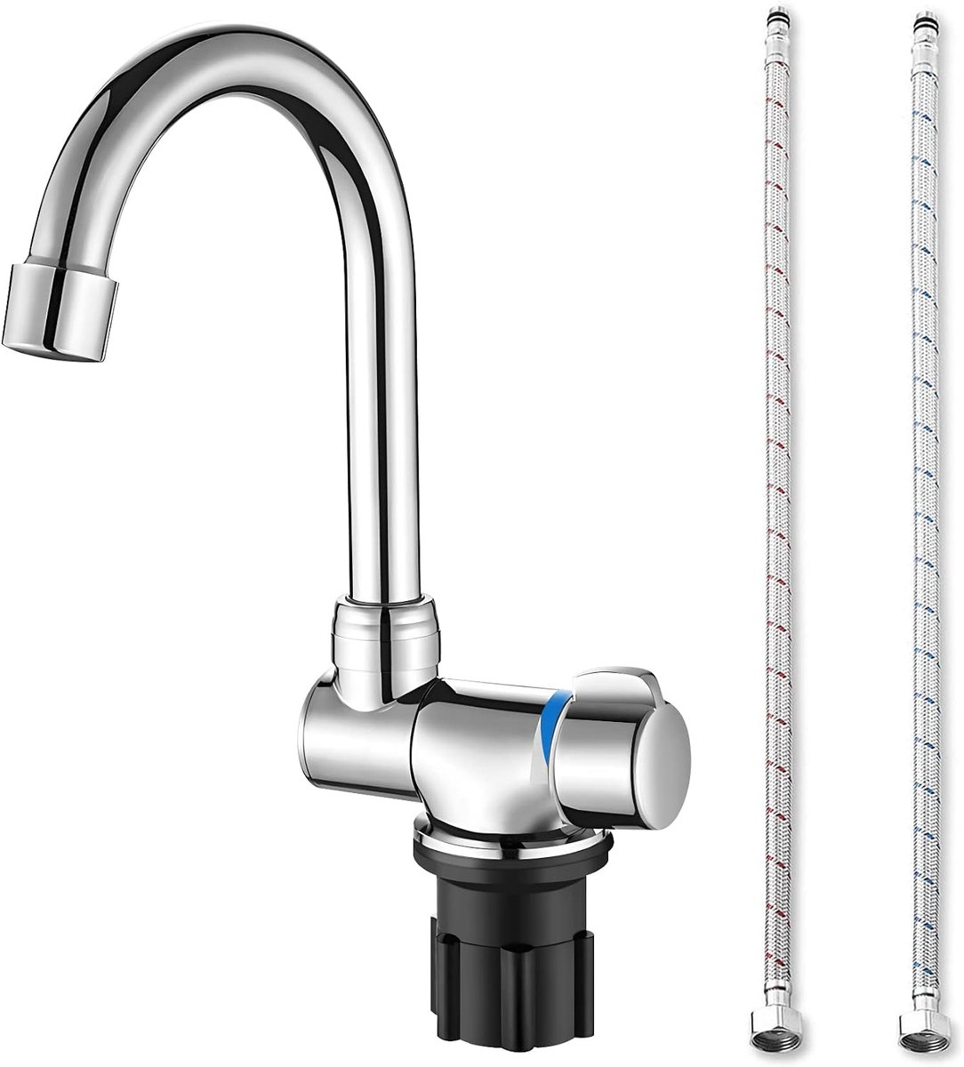 Foldable Kitchen Faucet 360 Degree Rotation Sink Faucet One-Hand Cold and Hot Water Mixer Tap Copper Faucet for Boats - ShopVlot