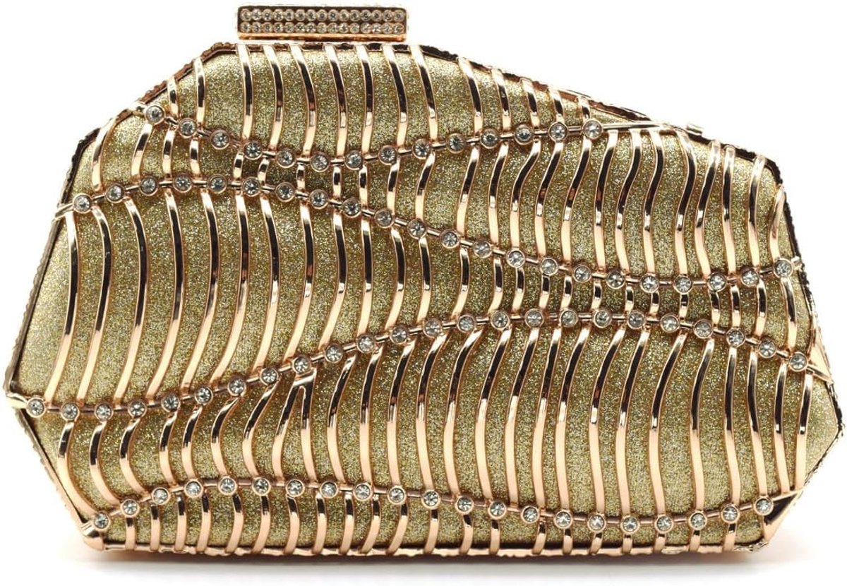 Women's Evening Bag – Elegant Clutch with Rhinestone and Metal Chain, Shoulder Bag for Wedding, Party and Evening - ShopVlot