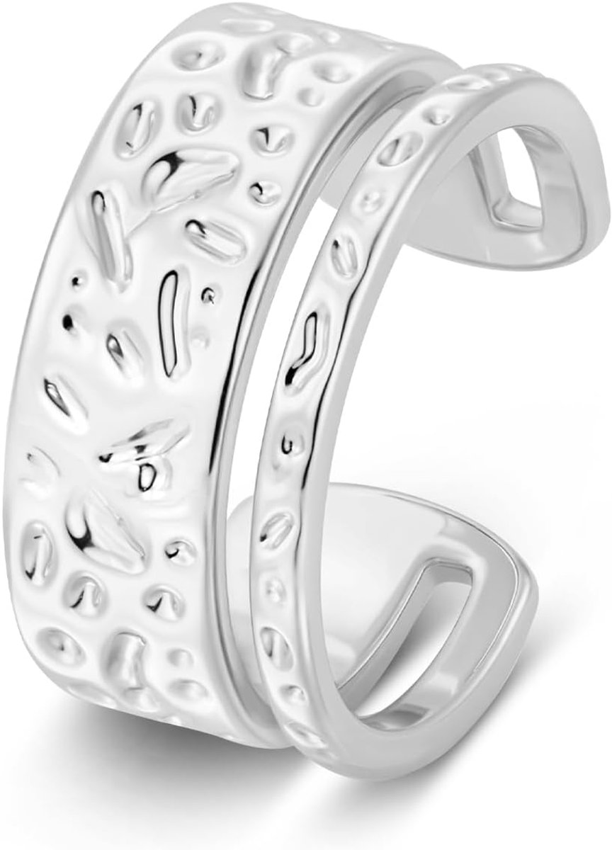 ALEXCRAFT Stainless Steel Rings for Men Women Silver Adjustable Waterproof Rings for Silver Size Men - ShopVlot