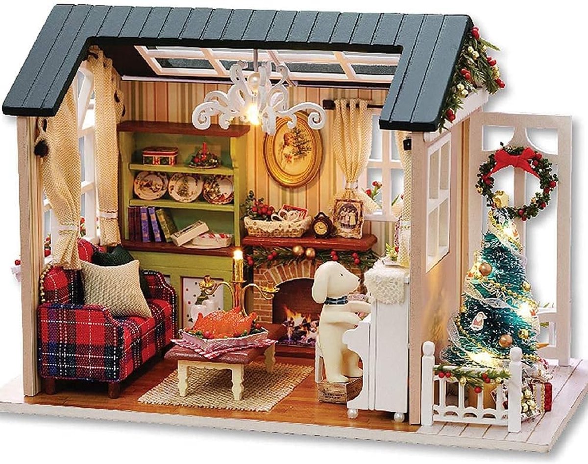CUTEROOM DIY Dollhouse Wooden Handcraft Miniature Kit-Living Room Model and Furniture Show Photos and Education in - ShopVlot