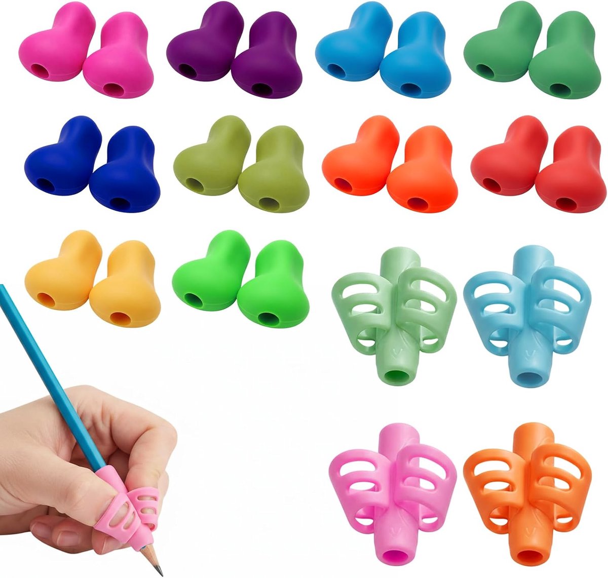 14 stuks siliconen schrijfhulp voor kinderen, stiftgreeptrainer, stiftgreep-houdingscorrector - ShopVlot