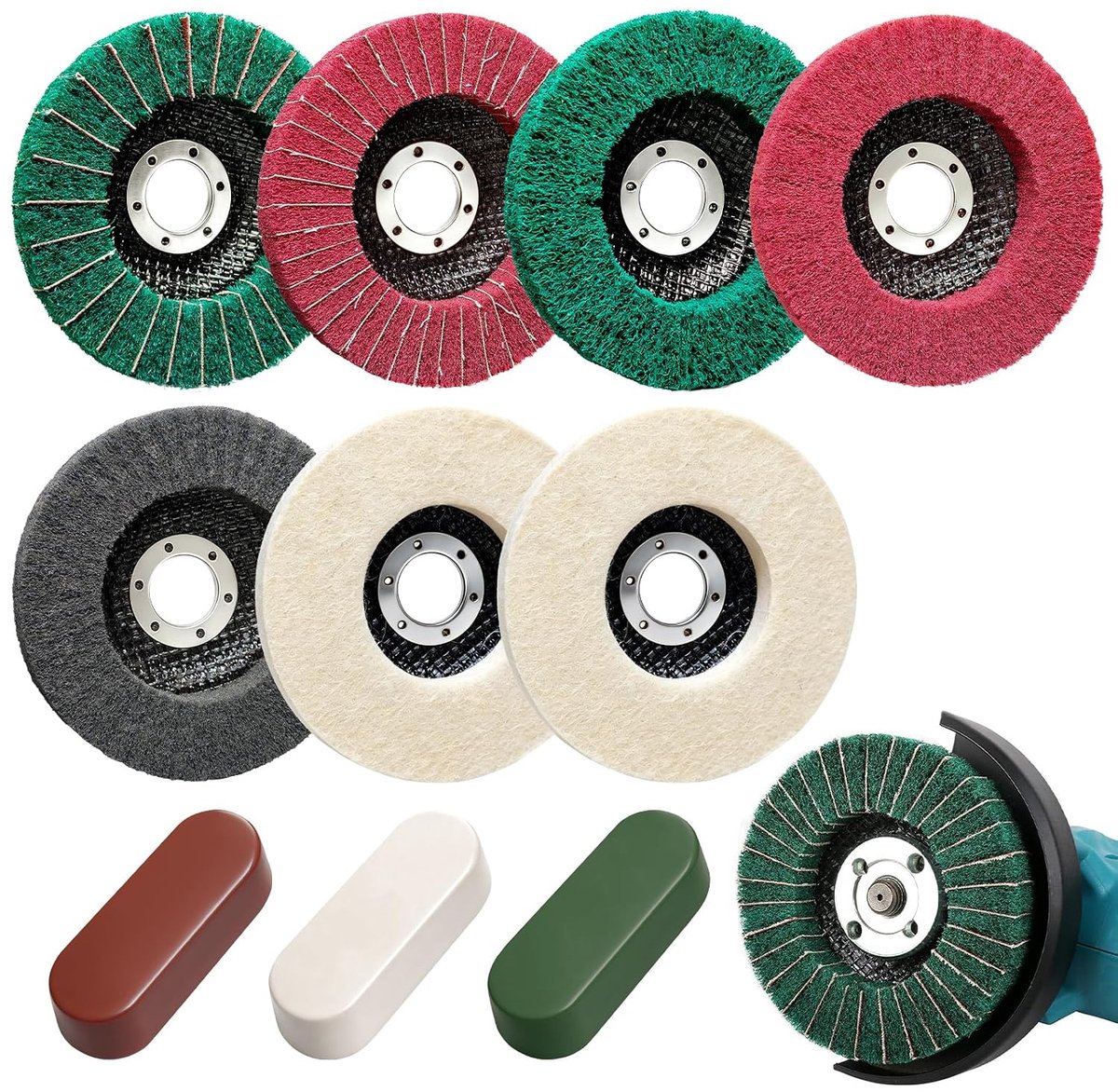 BURMONG 10pcs 115mm Angle Grinder Polishing and Buffer Disc - 7 Aluminum/Stainless Steel Metal Polishing Discs and - ShopVlot