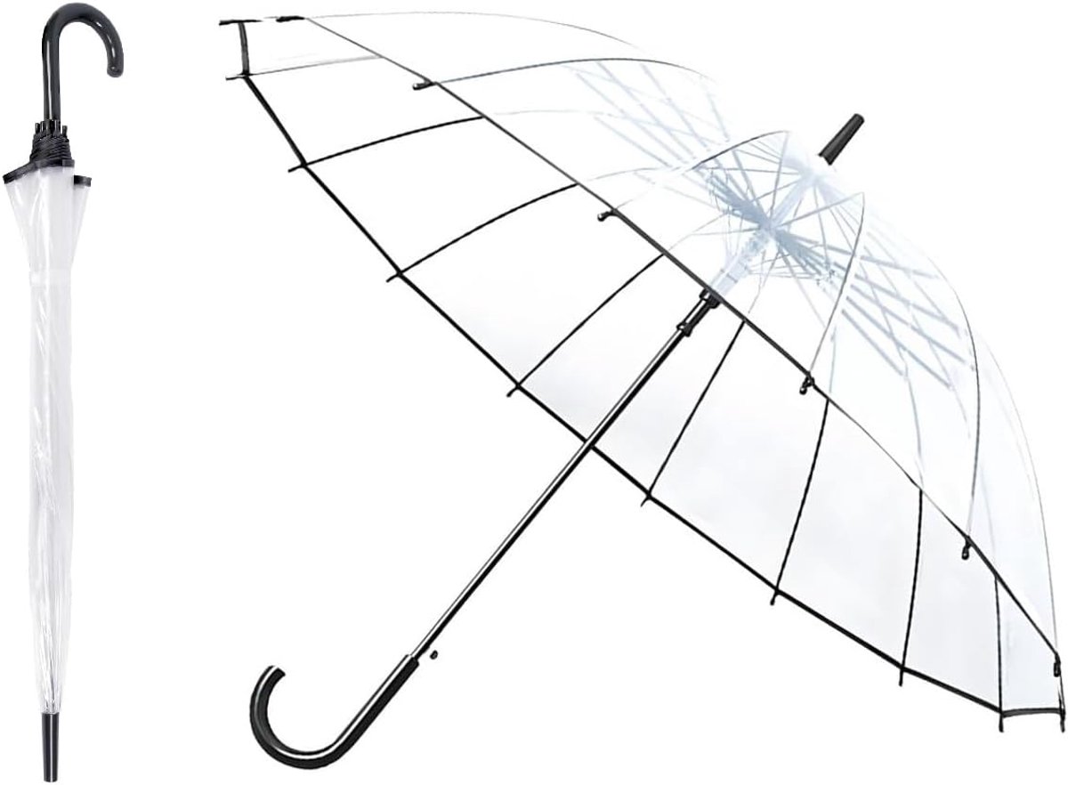 Clear Air Bubble Umbrella Rainproof Canopy Bright Umbrellas for Adults, Perfect for Weddings Graduation Photo - ShopVlot