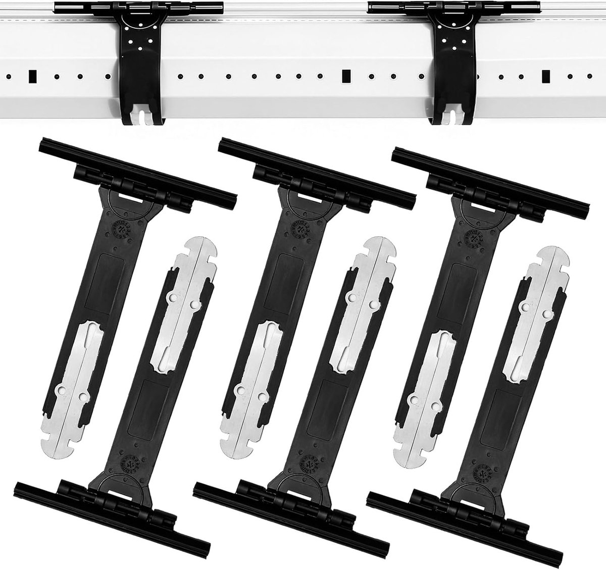 Set van 6 zachte rolluikbevestigingen van staal en nylon, 155 mm, universele ophangveer voor bevestiging van messen - ShopVlot