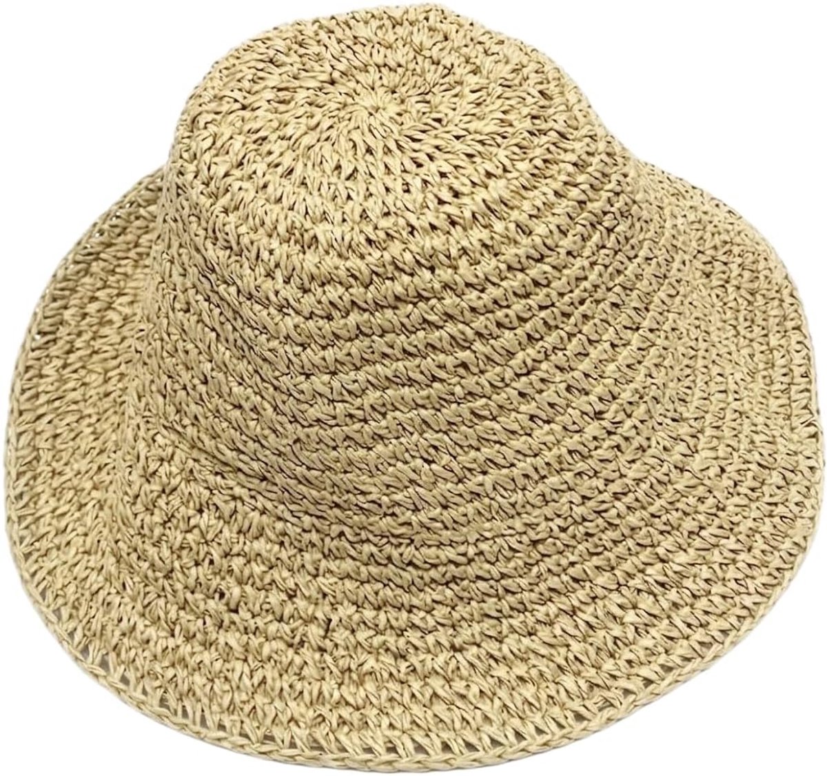 Opvouwbare en elegante dameszonnehoed van papieren stro voor zee en strand - beige V032 - ShopVlot