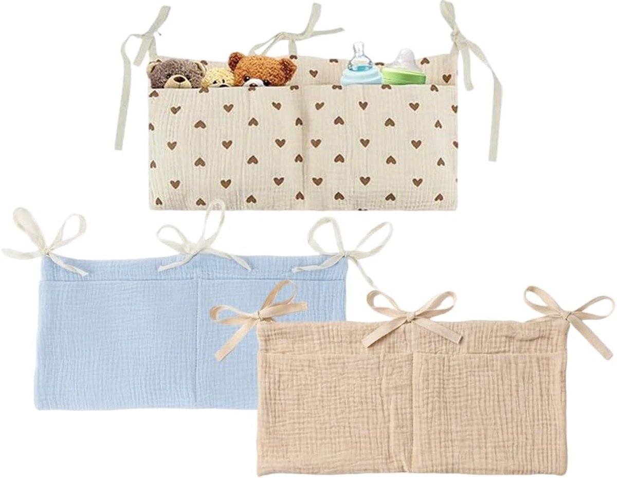 Anlising 2-in-1 babybedorganizer, hangend, 3 stuks babykamer-organizer, babybed, verstelbare organizer voor luiers - ShopVlot
