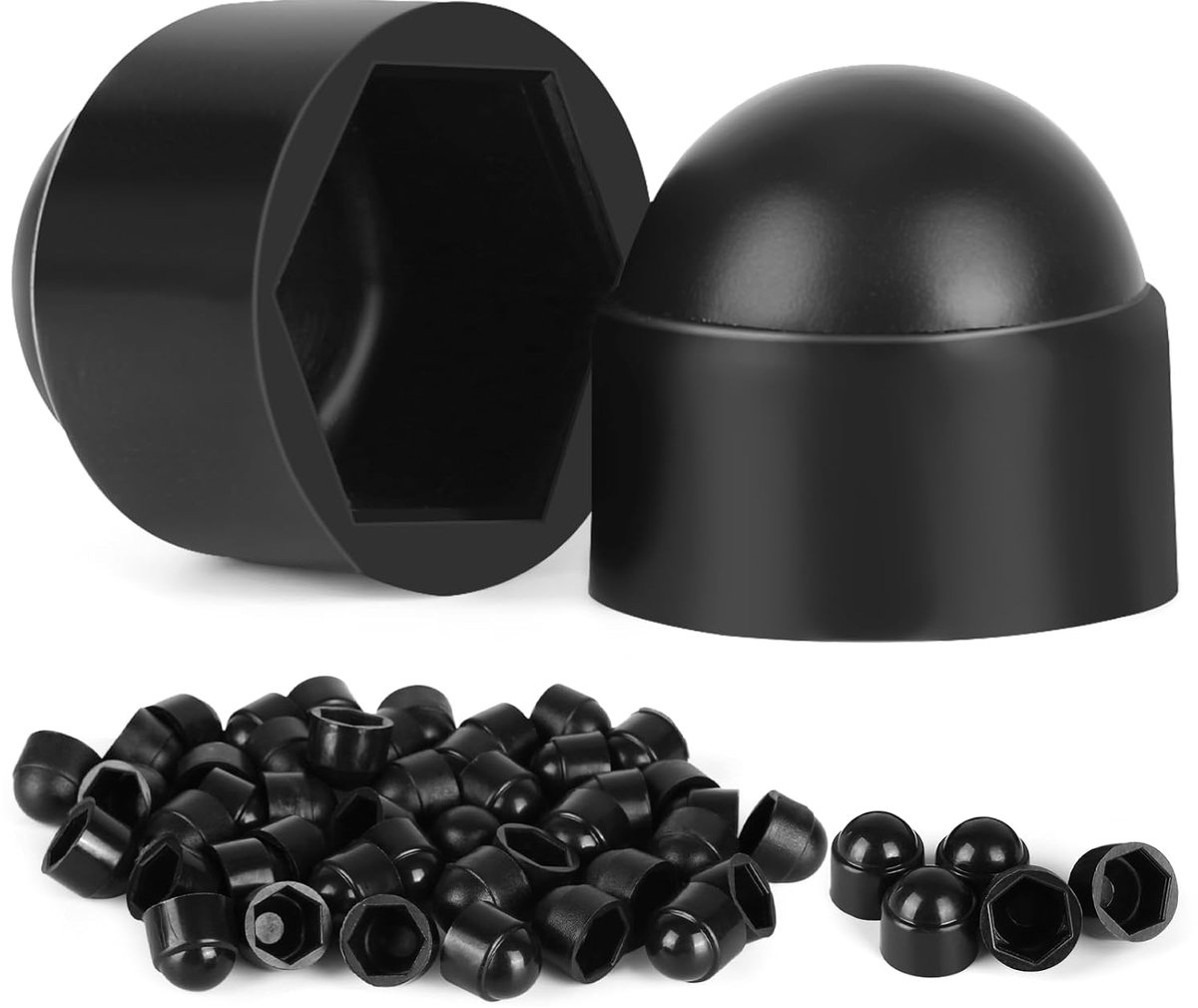 Pack of 50 Hexagonal Protective Caps, M8 x 13 mm, Screw Cover, Black, Cap for Screws, PE Plastic Caps for Screws, Nuts - ShopVlot