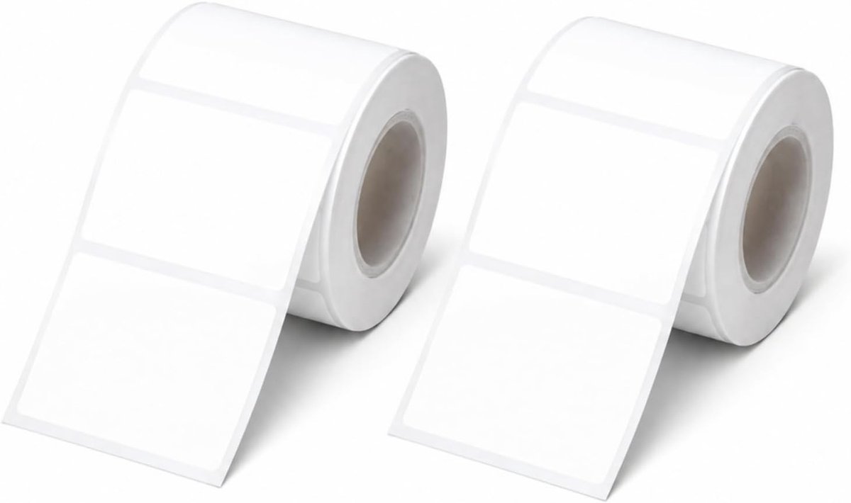 2 rollen thermische etiketten 40 x 30 mm labeltape papier zelfklevend wit - ShopVlot