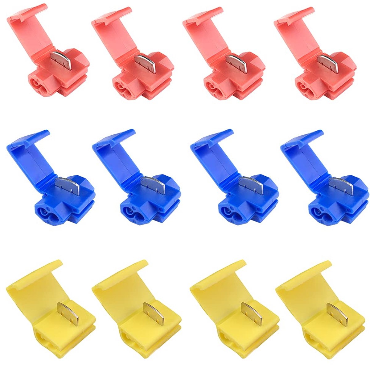 Pack of 100 Terminal Connectors, Branch Connector Kit, Quick Coupling, Assortment for Cable Cross Section 0.5 mm² - ShopVlot