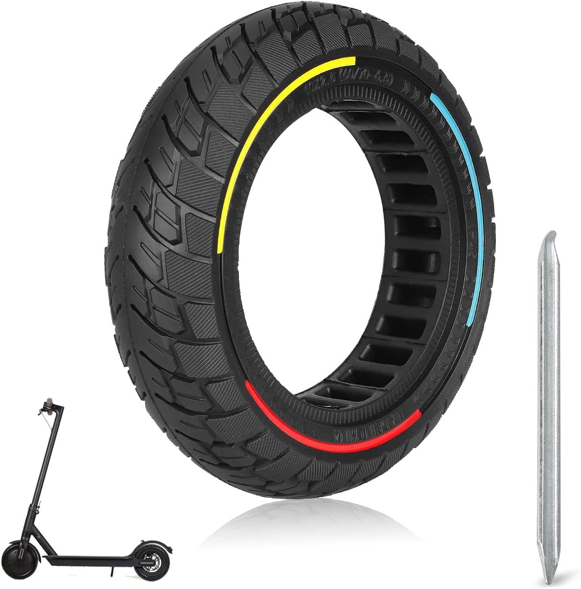 10×2.5 Inch E-Scooter Solid Tyres, 60/70-6.5 Electric Scooter, Solid Rubber Tyres for Ninebot Max G30 G30P G30LP - ShopVlot