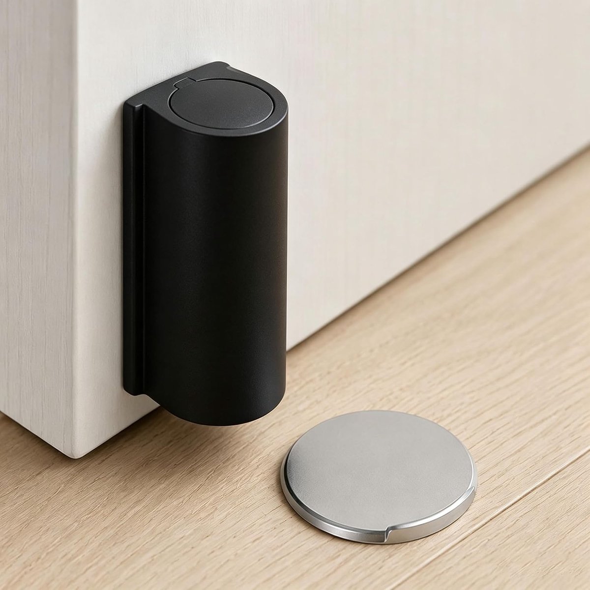 Door Stopper for Floor Magnetic Black Door Stopper Magnetic Self Adhesive Wall Mounted Invisible Door Buffer Wall - ShopVlot