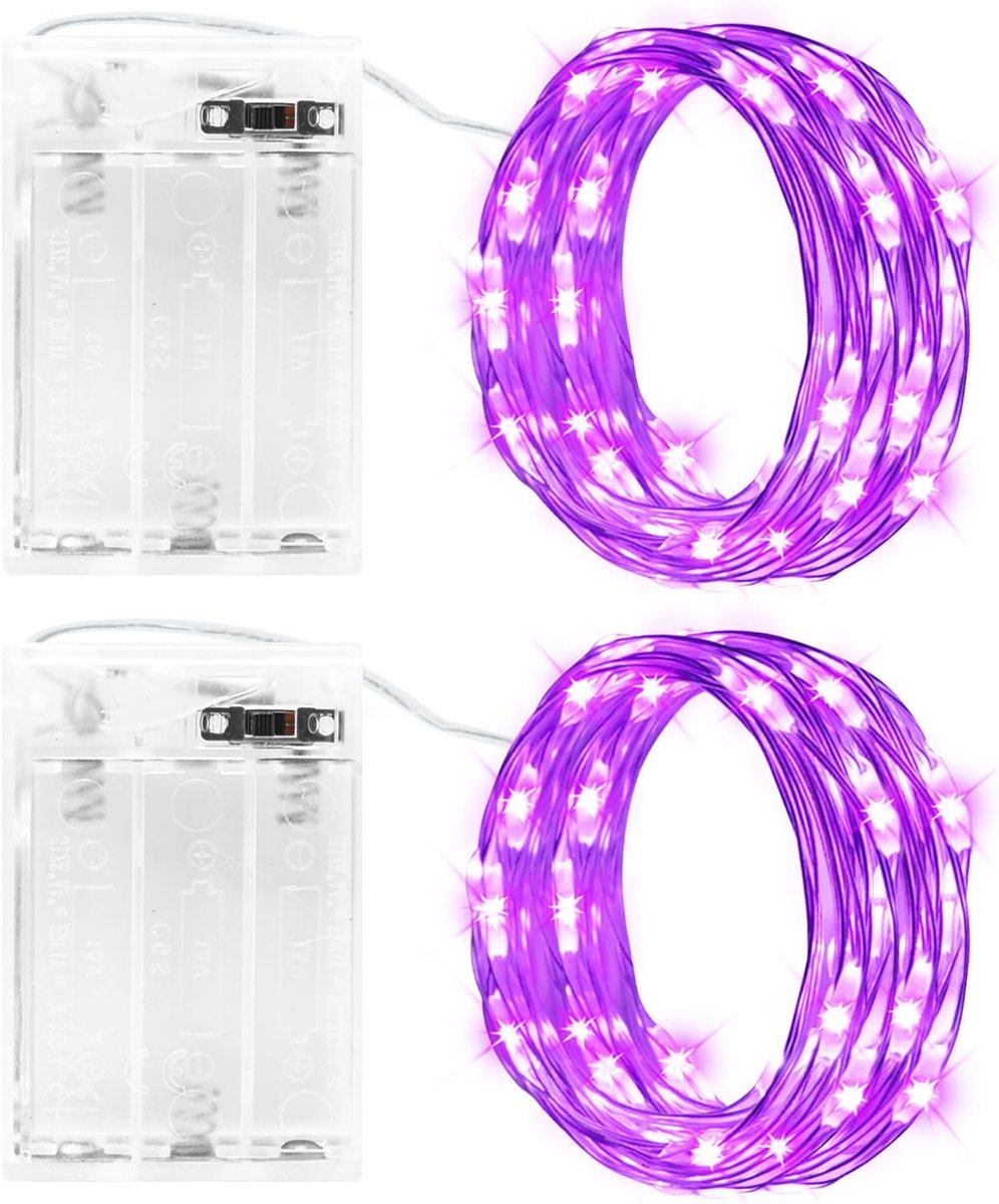 Gcstnn Lichtsnoer op batterijen, timer, 2 stuks, 3 m, 30 leds, micro feeënlampen, IP65 waterdicht, koperdraad - ShopVlot