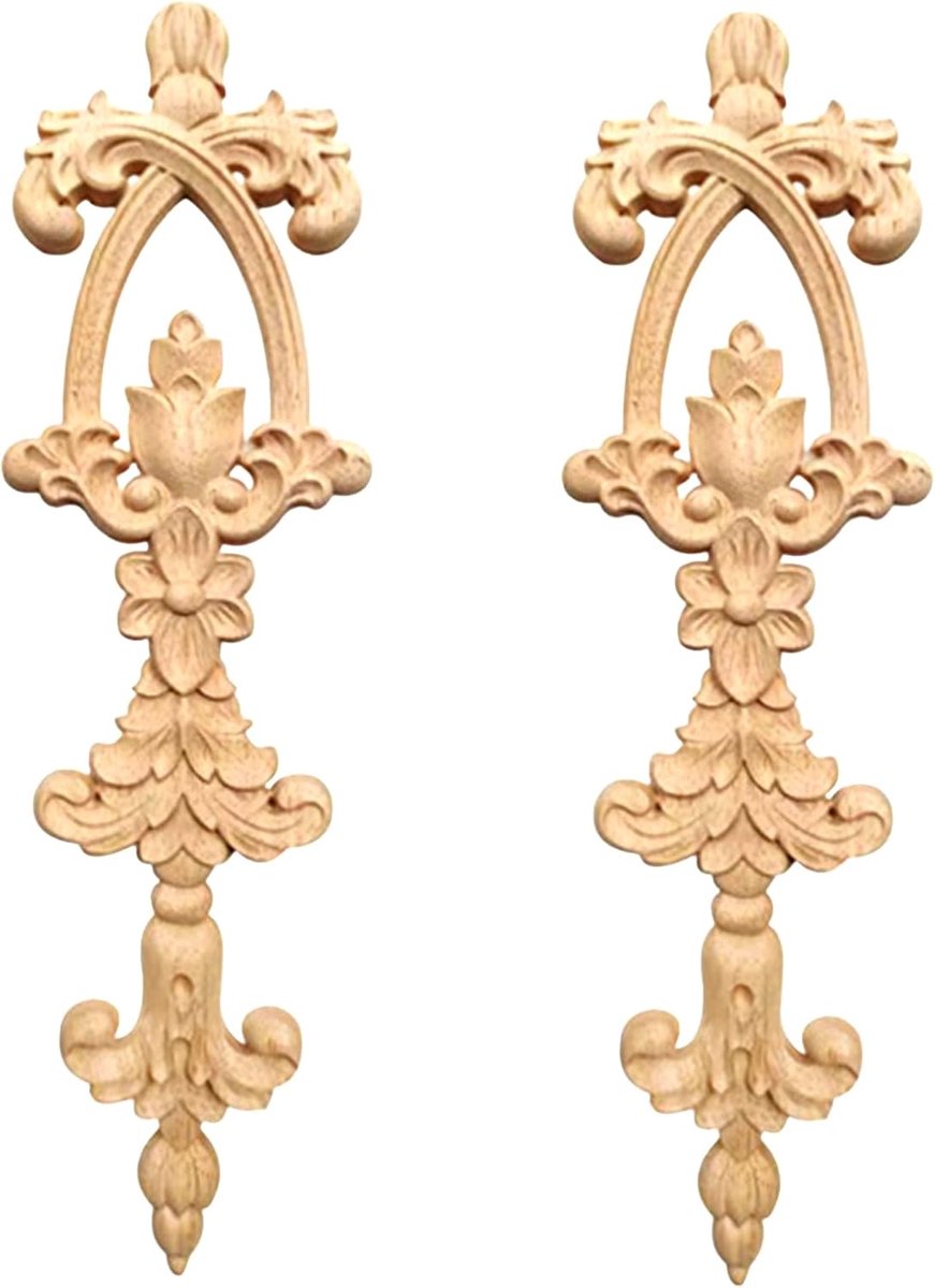 2 pieces wooden decoration, vintage furniture, decorative carved applications, carved sculptures, decorative moldings - ShopVlot