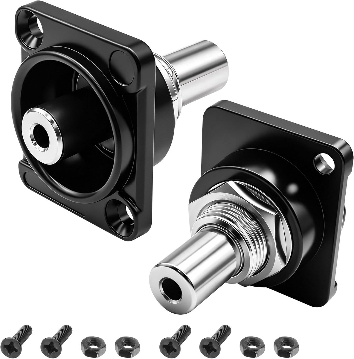 XMSJSIY D-Type 3,5 mm 1/8 inch TRS Stereo Panel Mount Adapter - 2 STKS (zwart) - ShopVlot