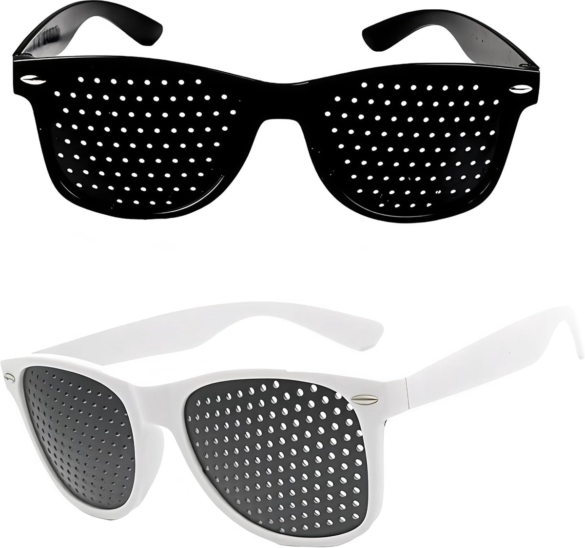 Pack of 2 grid glasses for eye training, hole glasses, pinhole lens set, black and white, grid glasses for eye muscle - ShopVlot